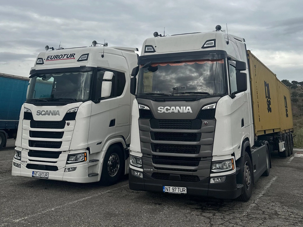 camioane Scania din flota moderna de transport international